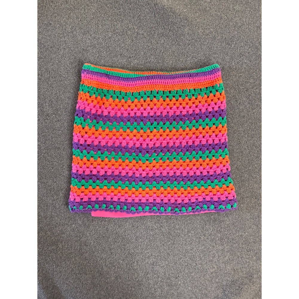Handmade‎ Crochet Mini Skirt Womens M Multi Color Excellent Boho Granny Stitch - Picture 2 of 7